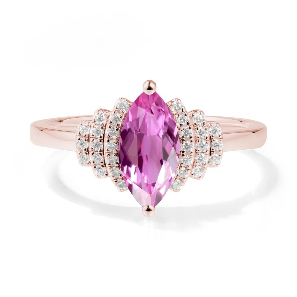 Art Deco Marquise Pink Sapphire Ring - LUO Jewelry #metal_18k rose gold