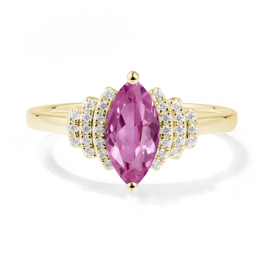 Art Deco Marquise Pink Sapphire Ring - LUO Jewelry #metal_18k yellow gold