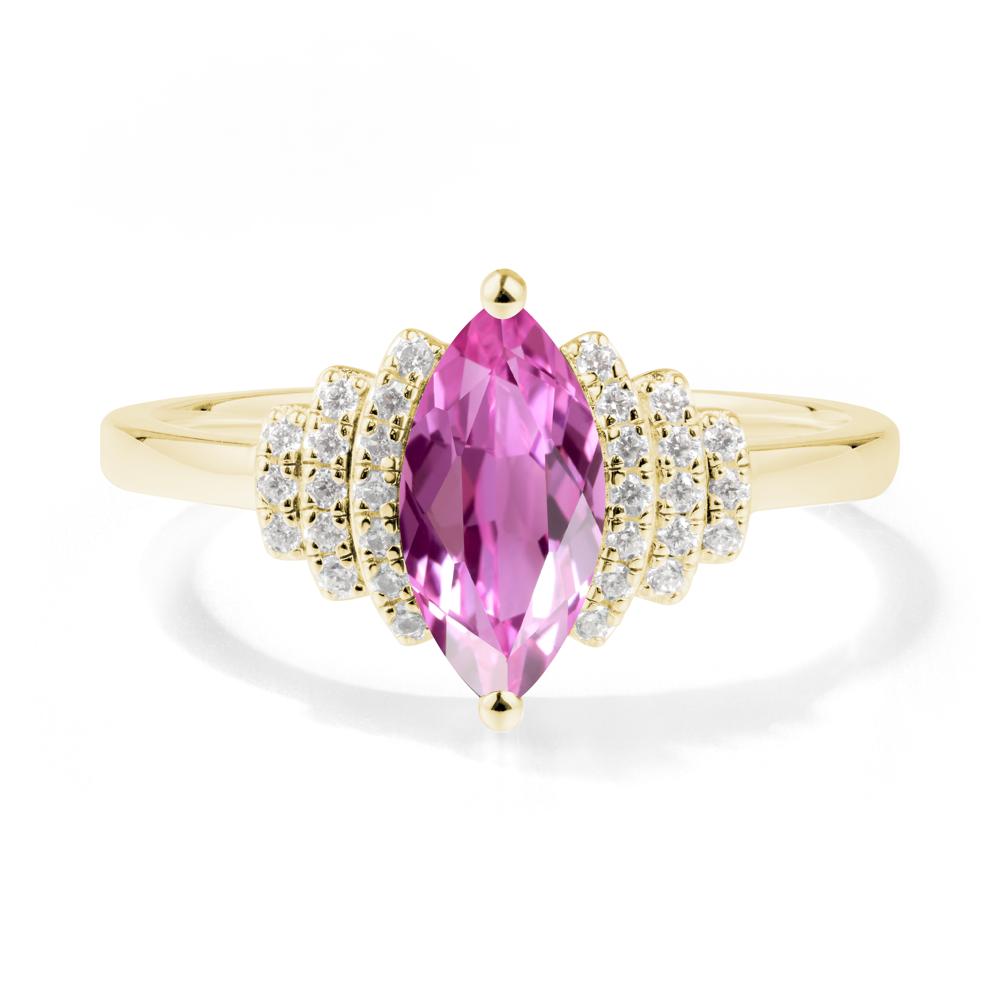 Art Deco Marquise Pink Sapphire Ring - LUO Jewelry #metal_18k yellow gold