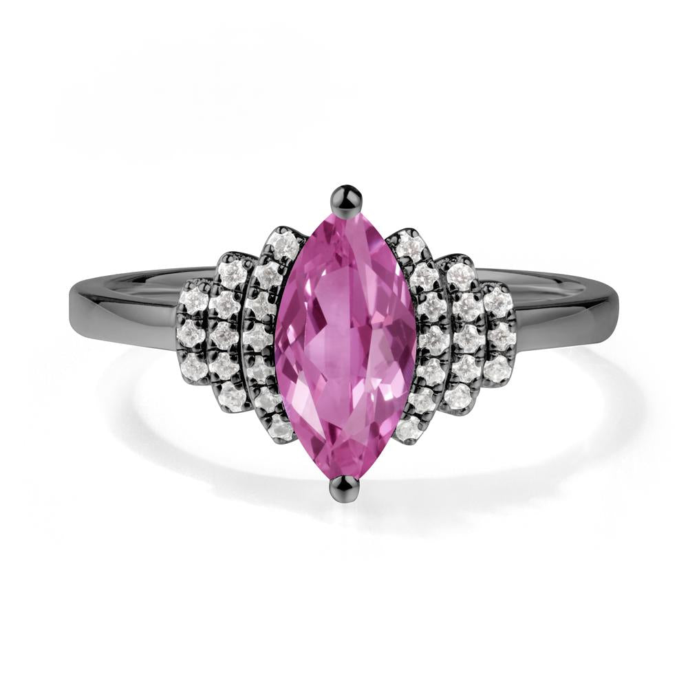 Art Deco Marquise Pink Sapphire Ring - LUO Jewelry #metal_black finish sterling silver
