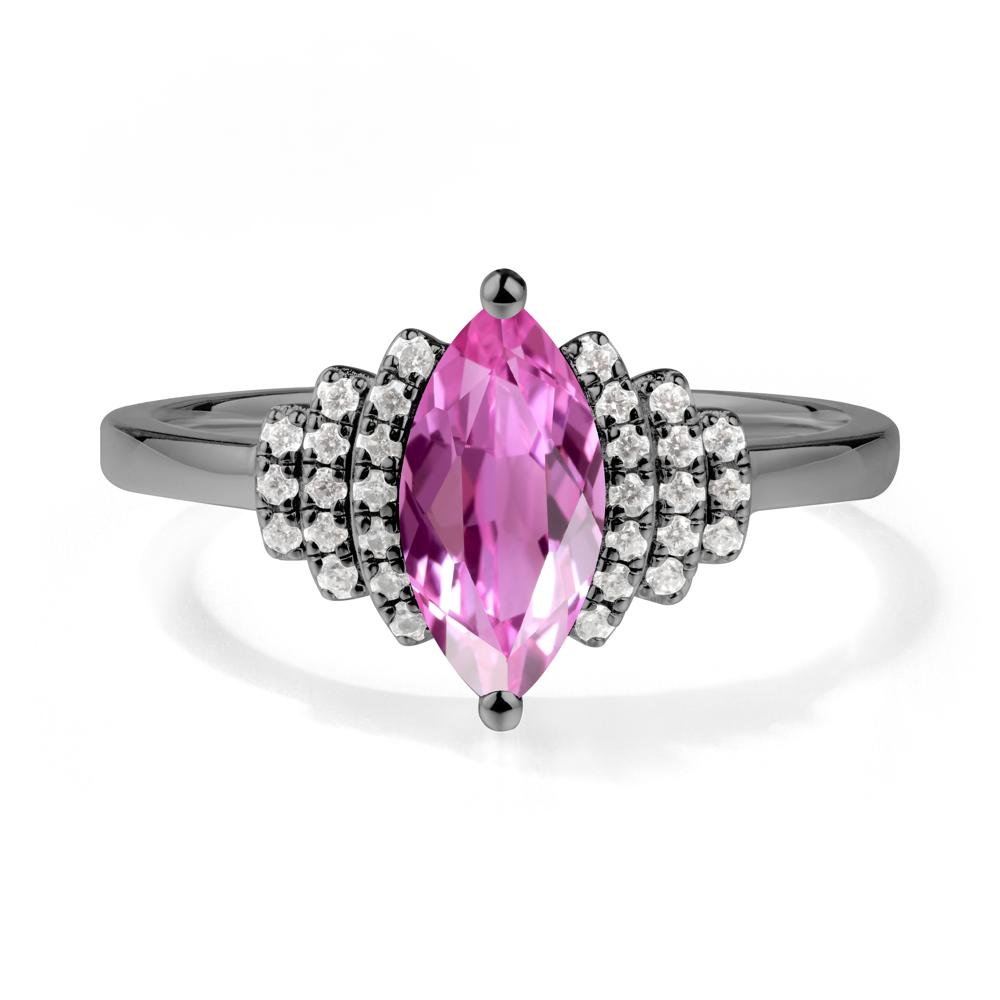 Art Deco Marquise Pink Sapphire Ring - LUO Jewelry #metal_black finish sterling silver