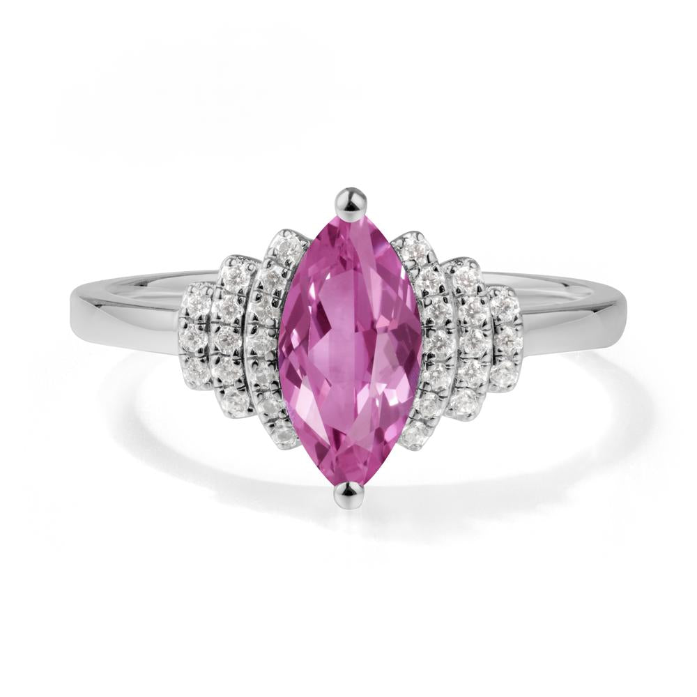 Art Deco Marquise Pink Sapphire Ring - LUO Jewelry #metal_platinum