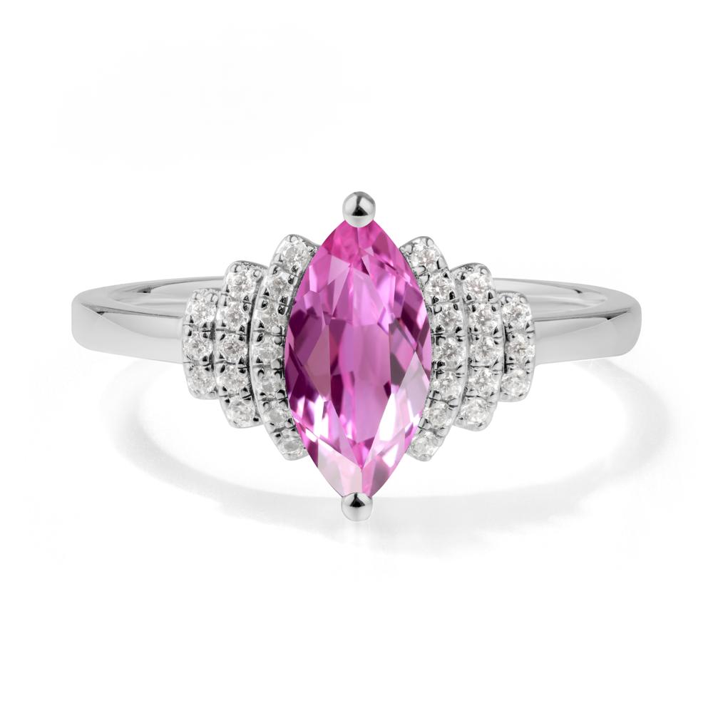 Art Deco Marquise Pink Sapphire Ring - LUO Jewelry #metal_platinum