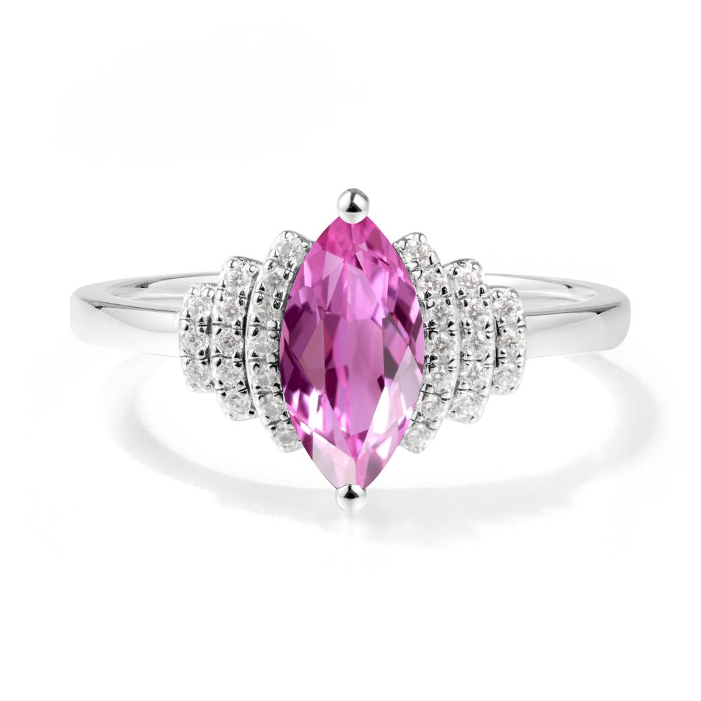 Art Deco Marquise Pink Sapphire Ring - LUO Jewelry #metal_sterling silver