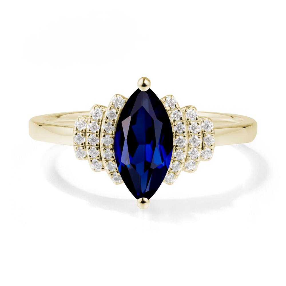 Art Deco Marquise Sapphire Ring - LUO Jewelry #metal_14k yellow gold
