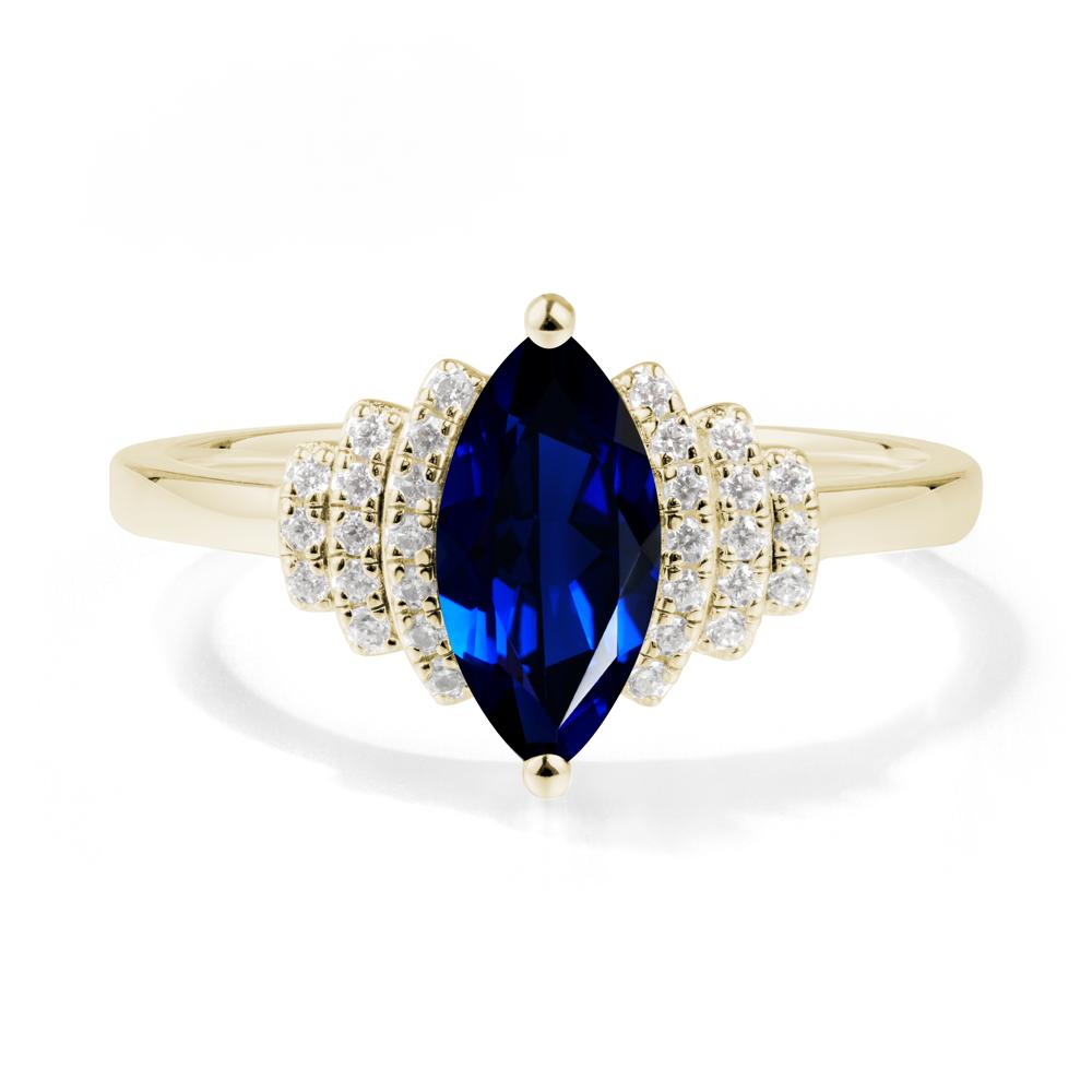 Art Deco Marquise Sapphire Ring - LUO Jewelry #metal_14k yellow gold