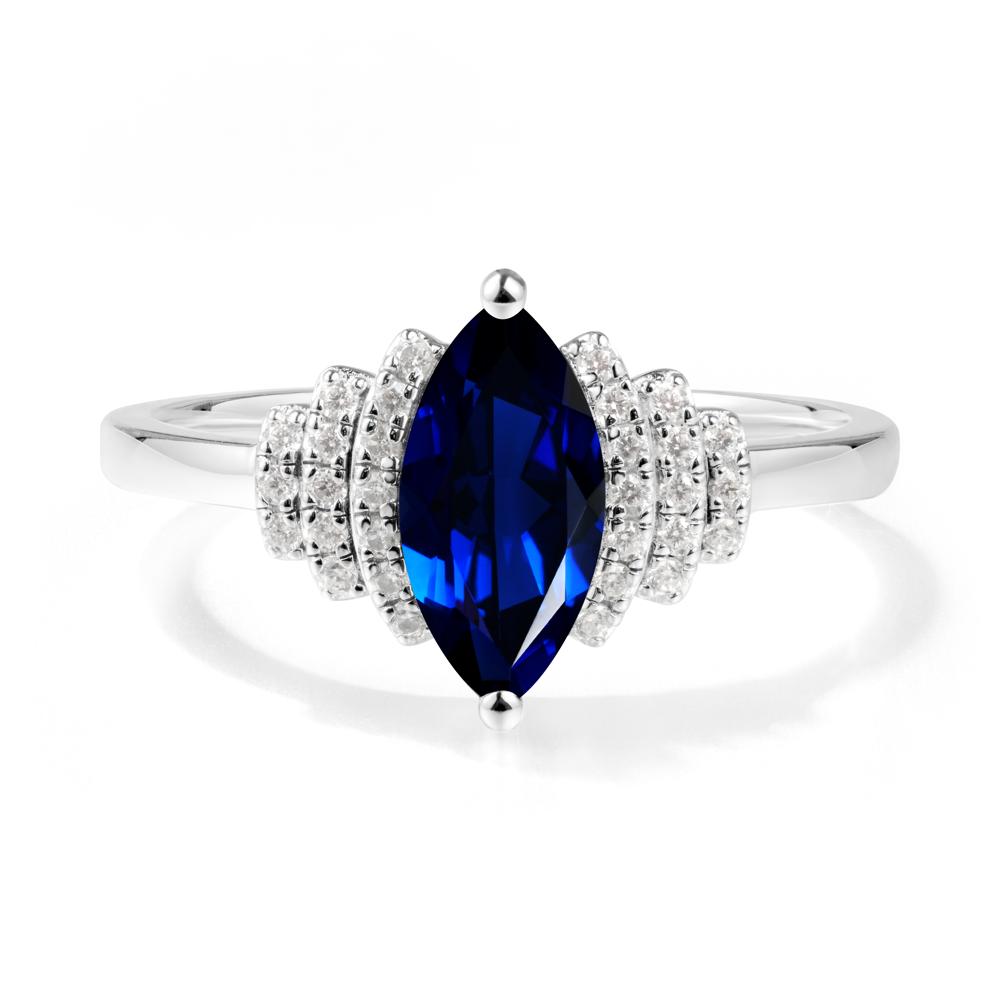 Art Deco Marquise Sapphire Ring - LUO Jewelry #metal_18k white gold