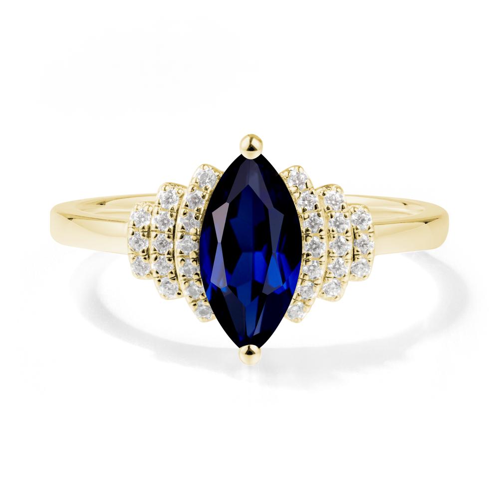 Art Deco Marquise Sapphire Ring - LUO Jewelry #metal_18k yellow gold