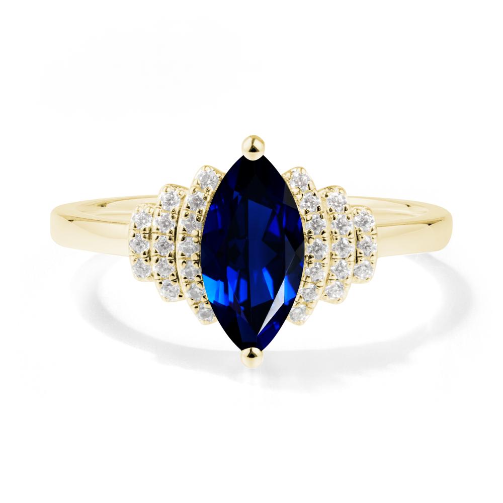 Art Deco Marquise Sapphire Ring - LUO Jewelry #metal_18k yellow gold