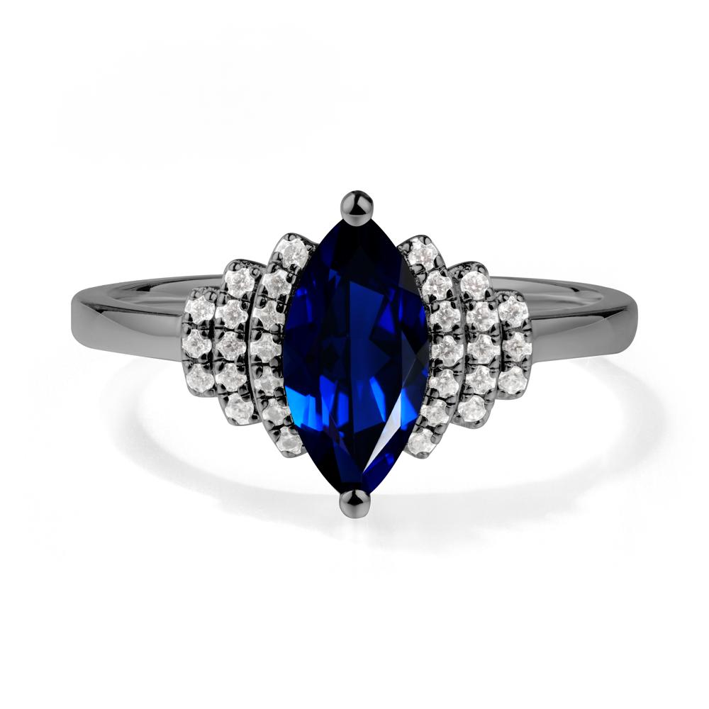 Art Deco Marquise Sapphire Ring - LUO Jewelry #metal_black finish sterling silver