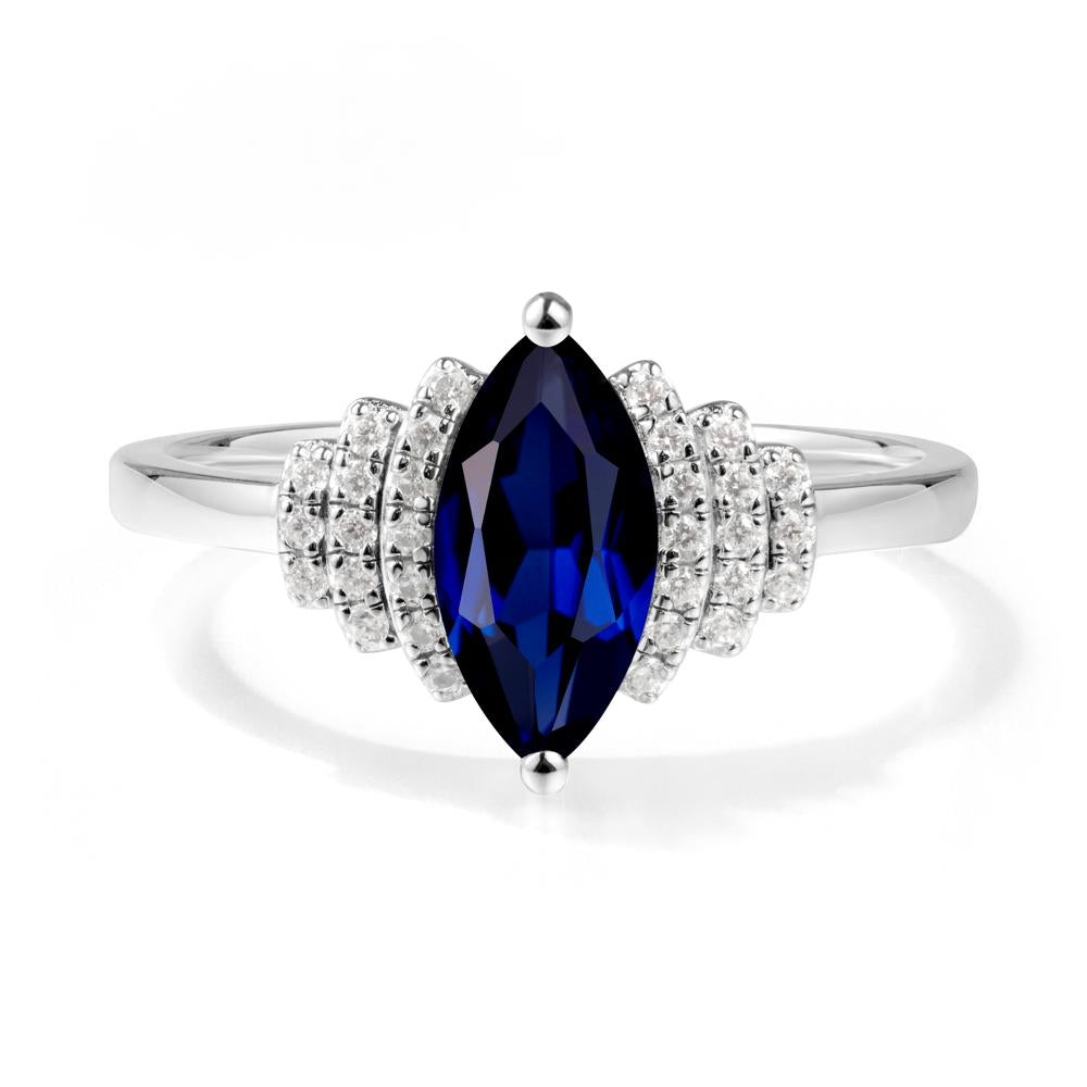 Art Deco Marquise Sapphire Ring - LUO Jewelry #metal_sterling silver