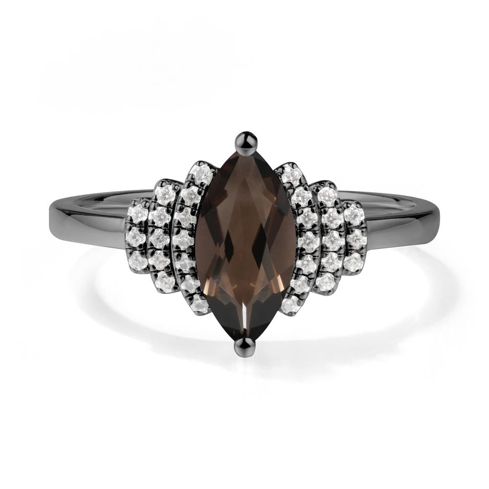 Marquise Smoky Quartz Statement Ring - LUO Jewelry #metal_black finish sterling silver