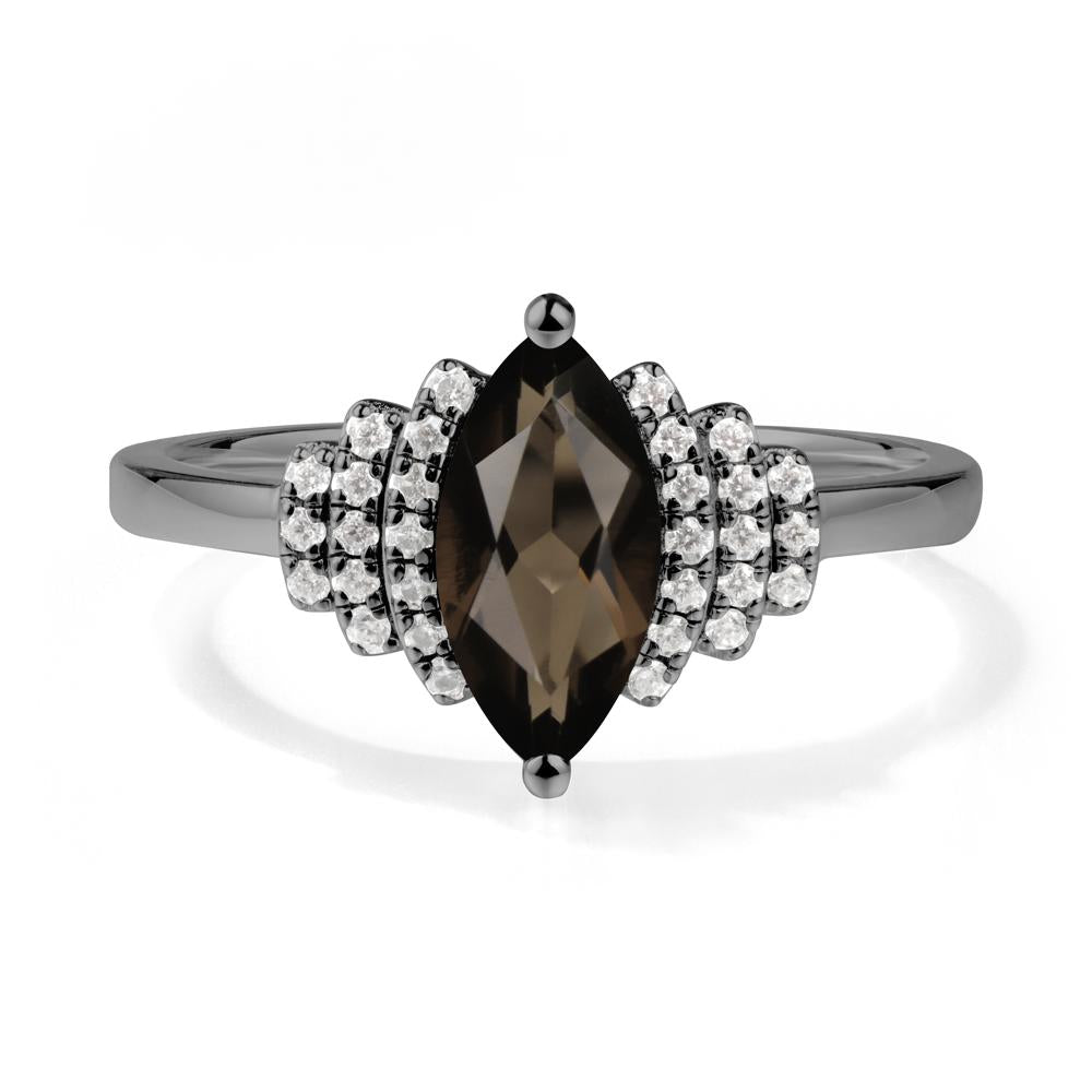 Marquise Smoky Quartz Statement Ring - LUO Jewelry #metal_black finish sterling silver
