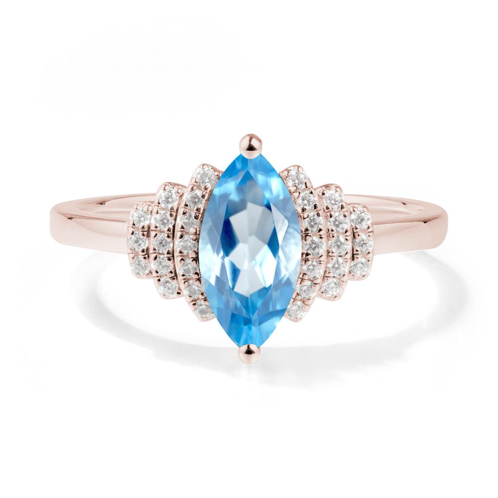 Marquise Swiss Blue Topaz Cluster Ring - LUO Jewelry #metal_14k rose gold