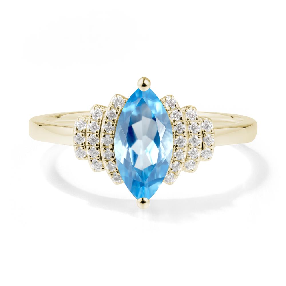 Marquise Swiss Blue Topaz Cluster Ring - LUO Jewelry #metal_14k yellow gold