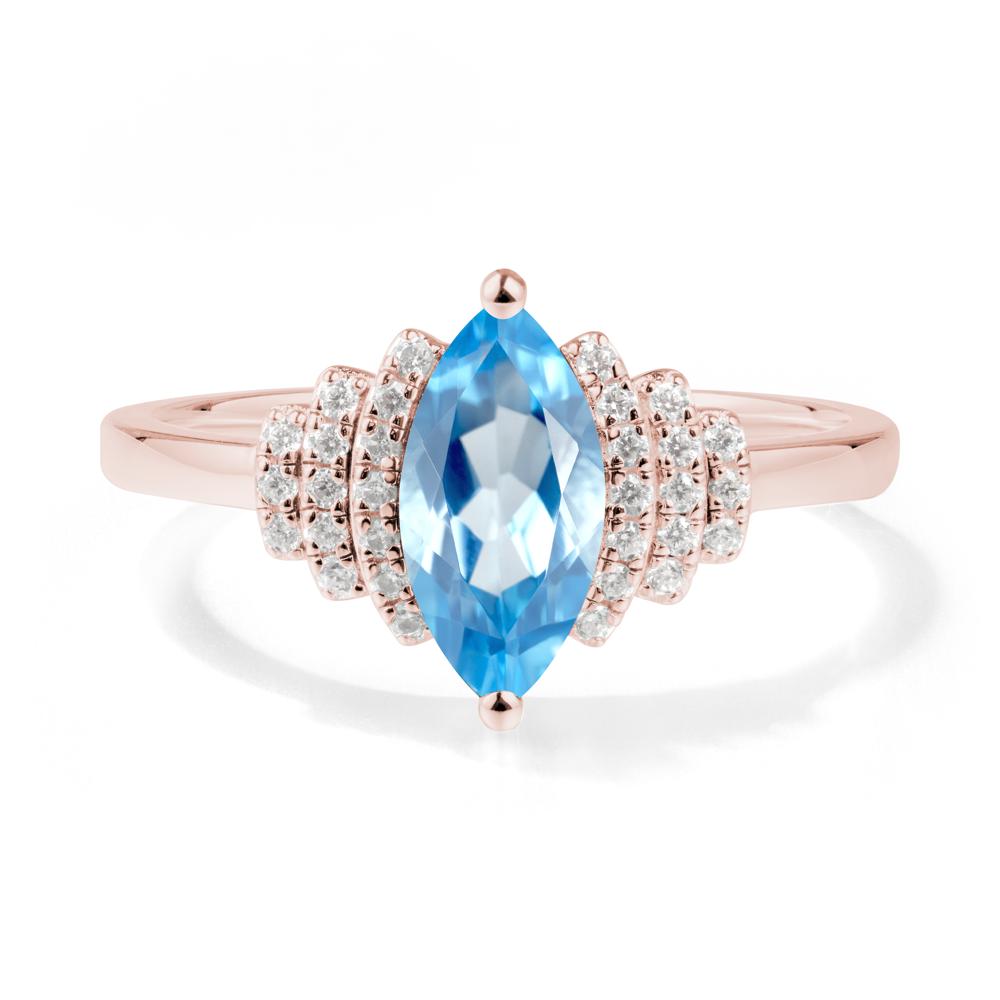 Marquise Swiss Blue Topaz Cluster Ring - LUO Jewelry #metal_18k rose gold