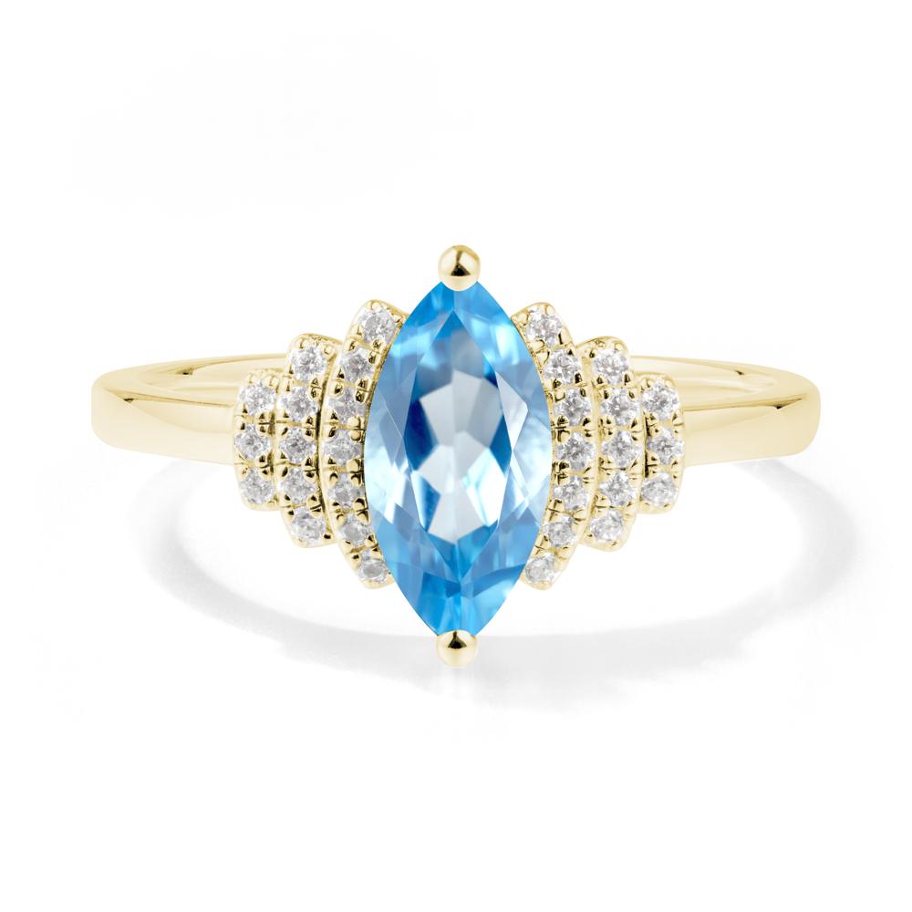 Marquise Swiss Blue Topaz Cluster Ring - LUO Jewelry #metal_18k yellow gold