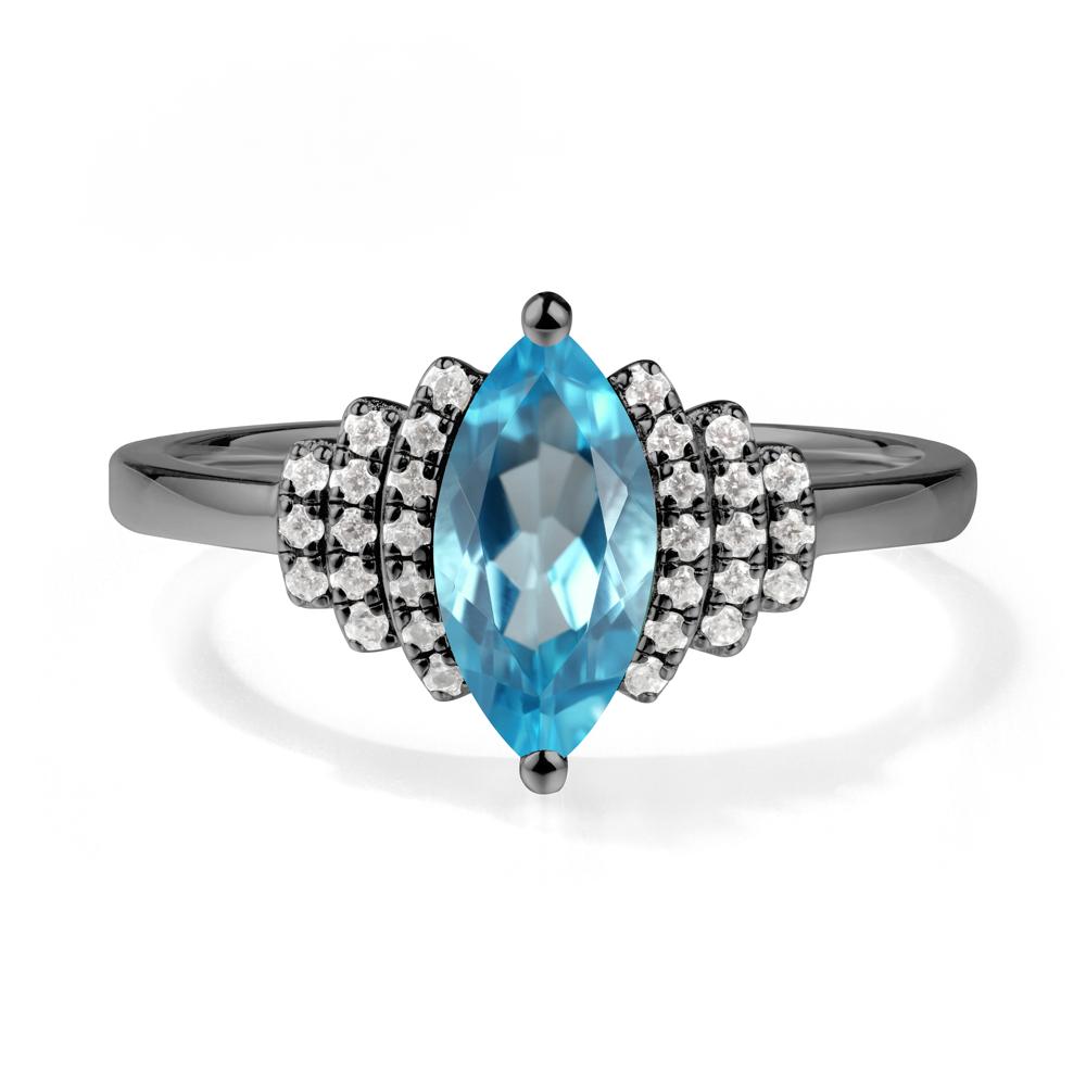Marquise Swiss Blue Topaz Cluster Ring - LUO Jewelry #metal_black finish sterling silver