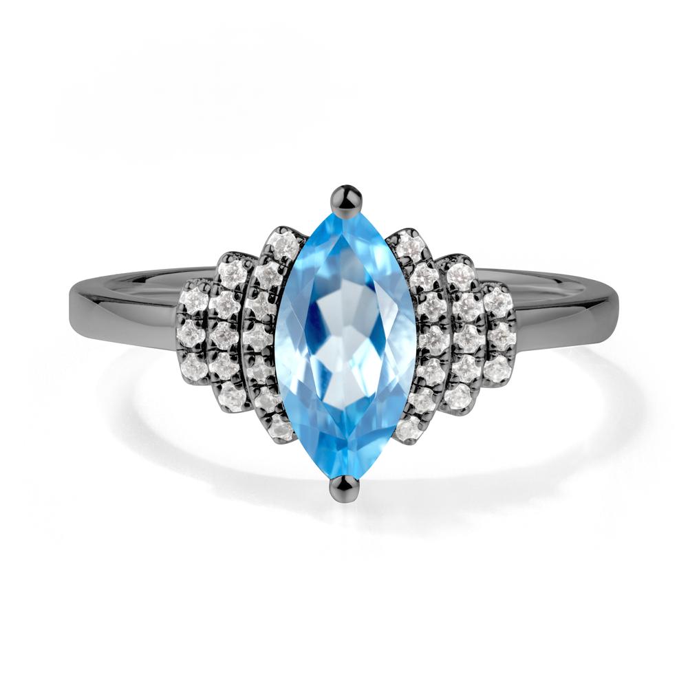 Marquise Swiss Blue Topaz Cluster Ring - LUO Jewelry #metal_black finish sterling silver