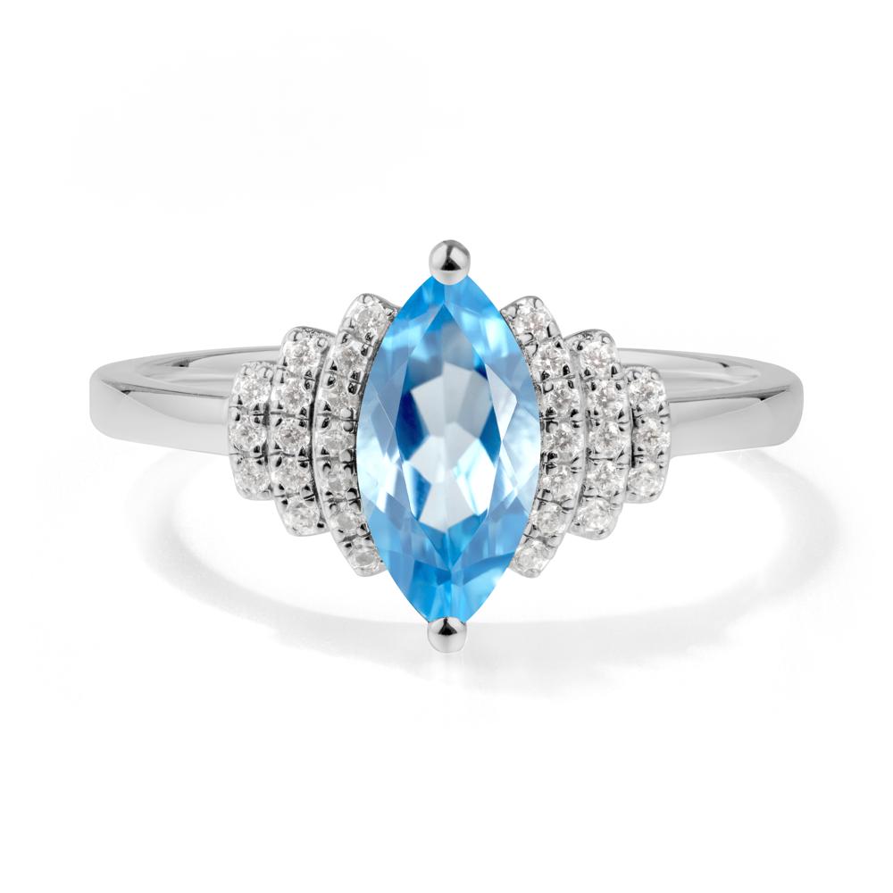 Marquise Swiss Blue Topaz Cluster Ring - LUO Jewelry #metal_platinum