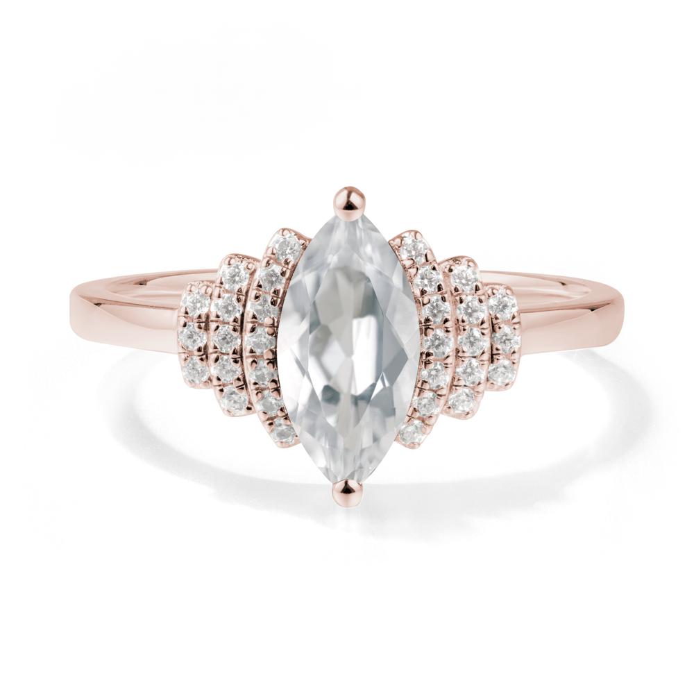 Art Deco Marquise White Topaz Ring - LUO Jewelry #metal_14k rose gold