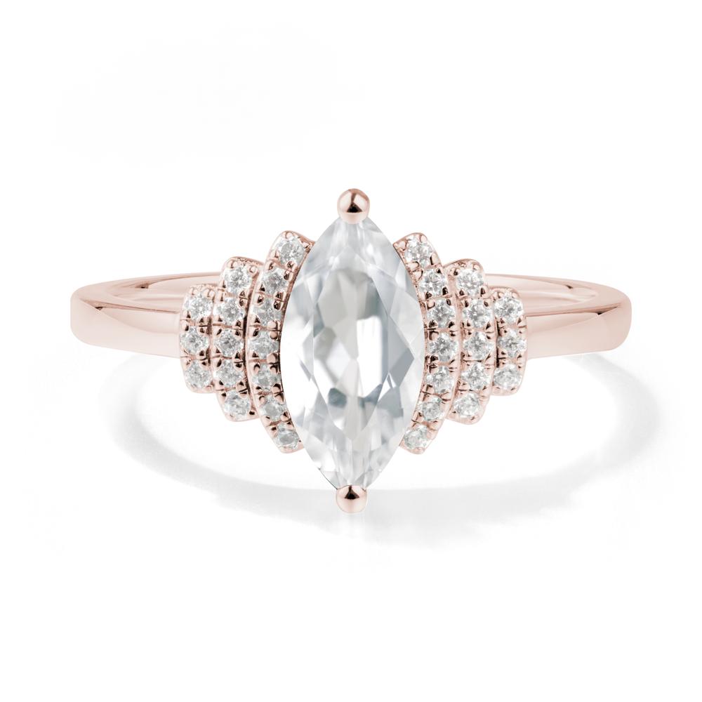 Art Deco Marquise White Topaz Ring - LUO Jewelry #metal_14k rose gold