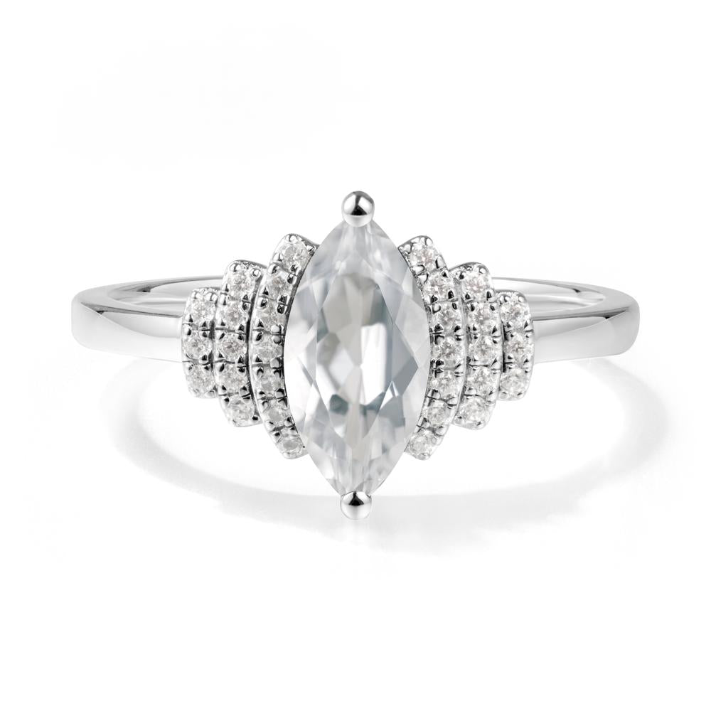 Art Deco Marquise White Topaz Ring - LUO Jewelry #metal_14k white gold