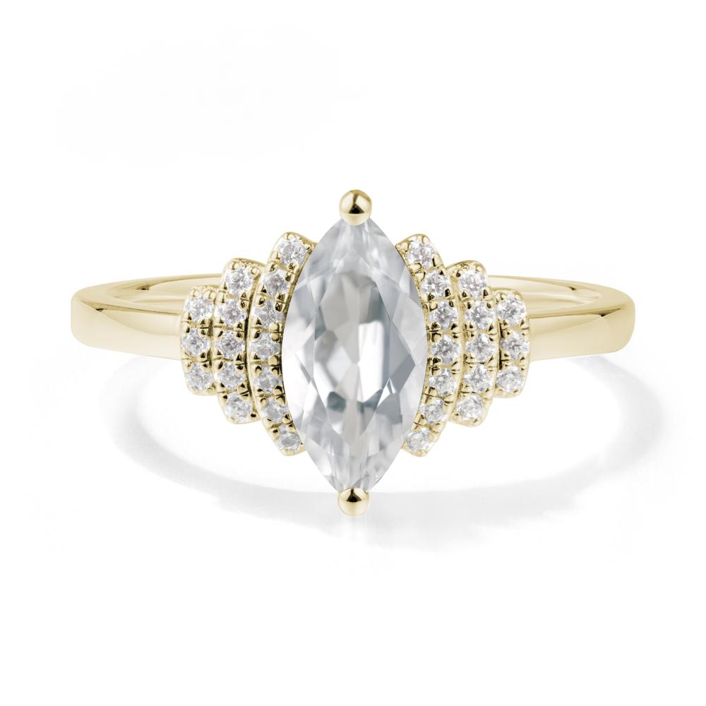 Art Deco Marquise White Topaz Ring - LUO Jewelry #metal_14k yellow gold