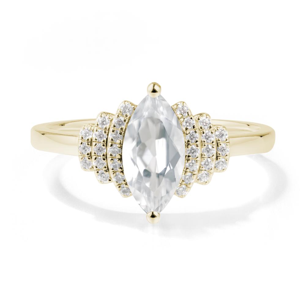 Art Deco Marquise White Topaz Ring - LUO Jewelry #metal_14k yellow gold