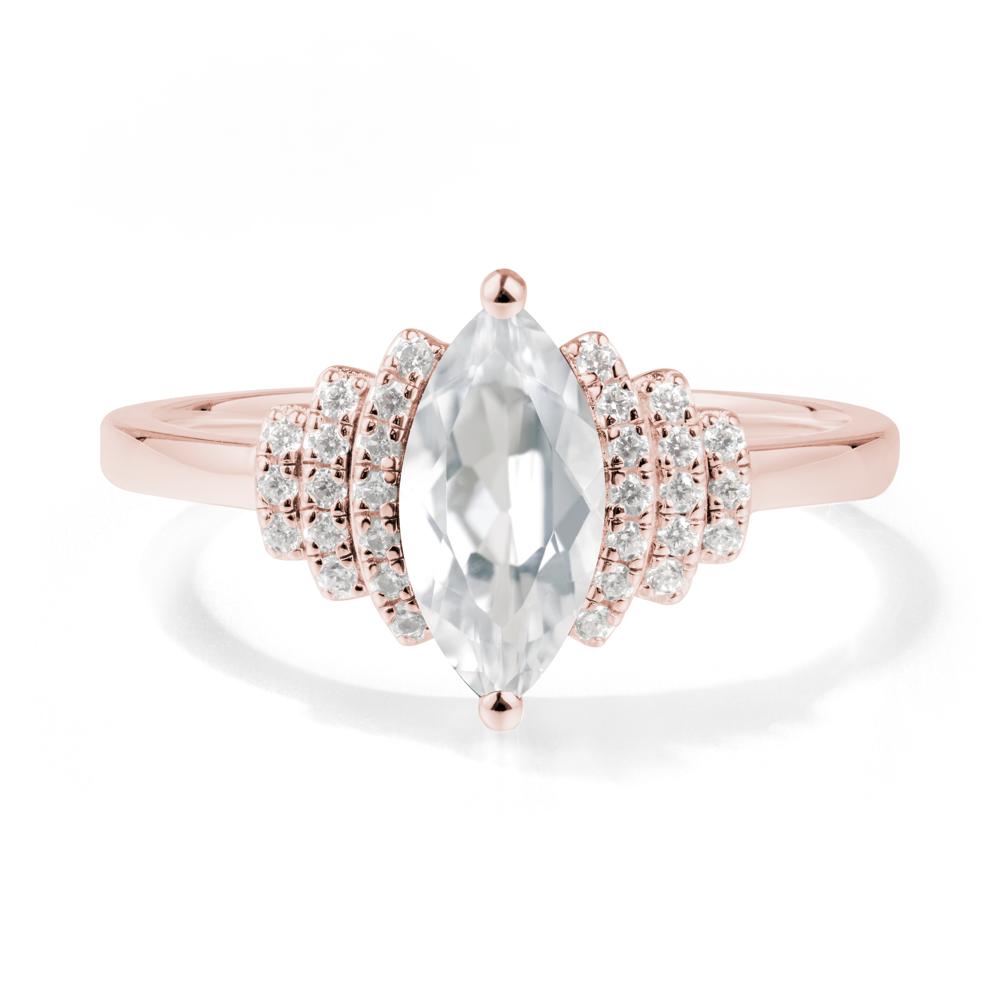 Art Deco Marquise White Topaz Ring - LUO Jewelry #metal_18k rose gold