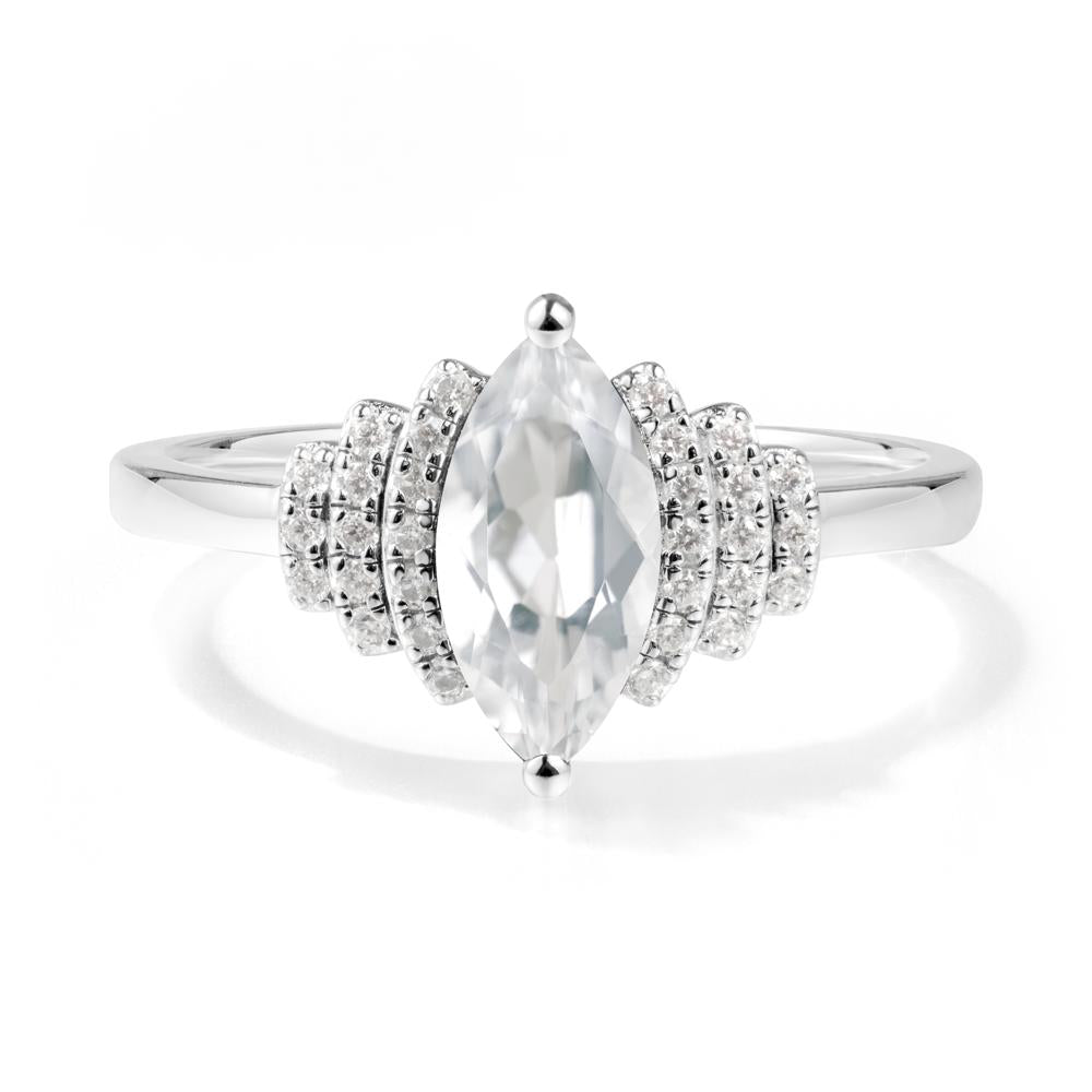 Art Deco Marquise White Topaz Ring - LUO Jewelry #metal_18k white gold