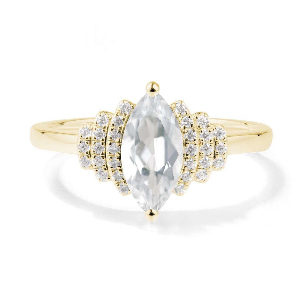 Art Deco Marquise White Topaz Ring - LUO Jewelry #metal_18k yellow gold