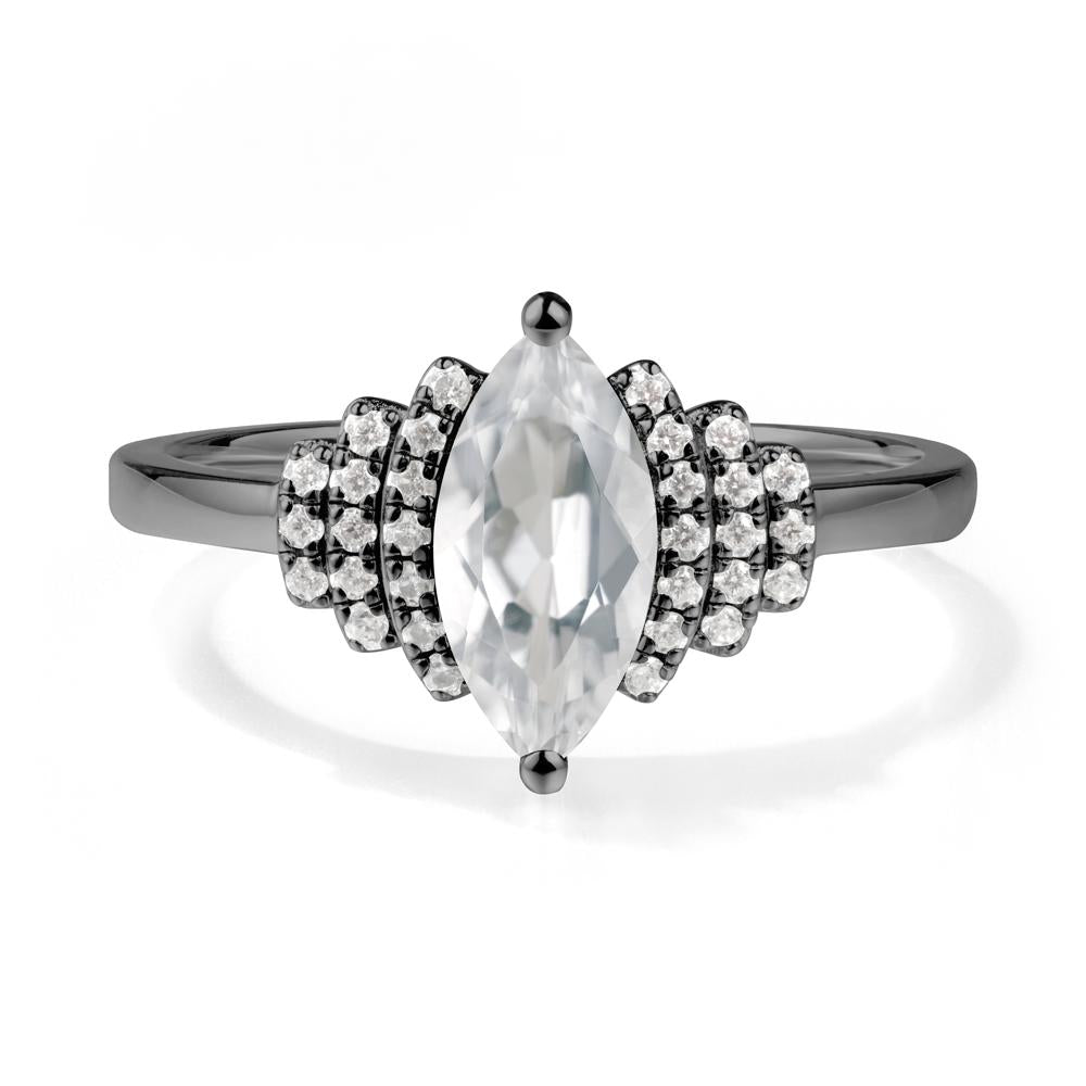 Art Deco Marquise White Topaz Ring - LUO Jewelry #metal_black finish sterling silver