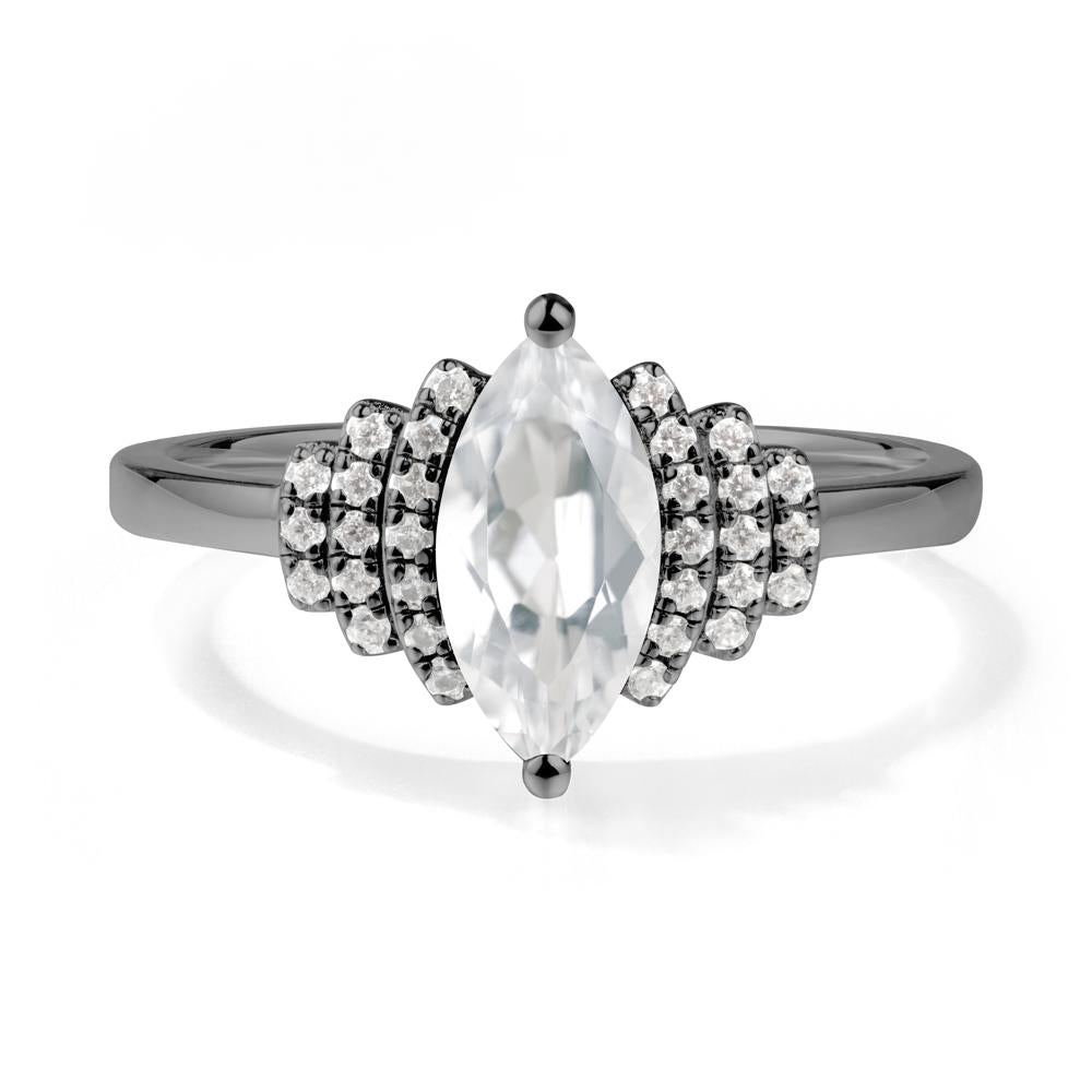 Art Deco Marquise White Topaz Ring - LUO Jewelry #metal_black finish sterling silver
