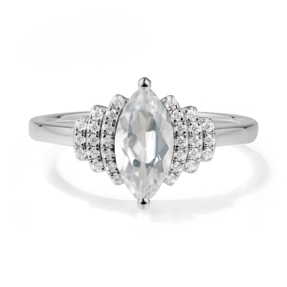 Art Deco Marquise White Topaz Ring - LUO Jewelry #metal_platinum