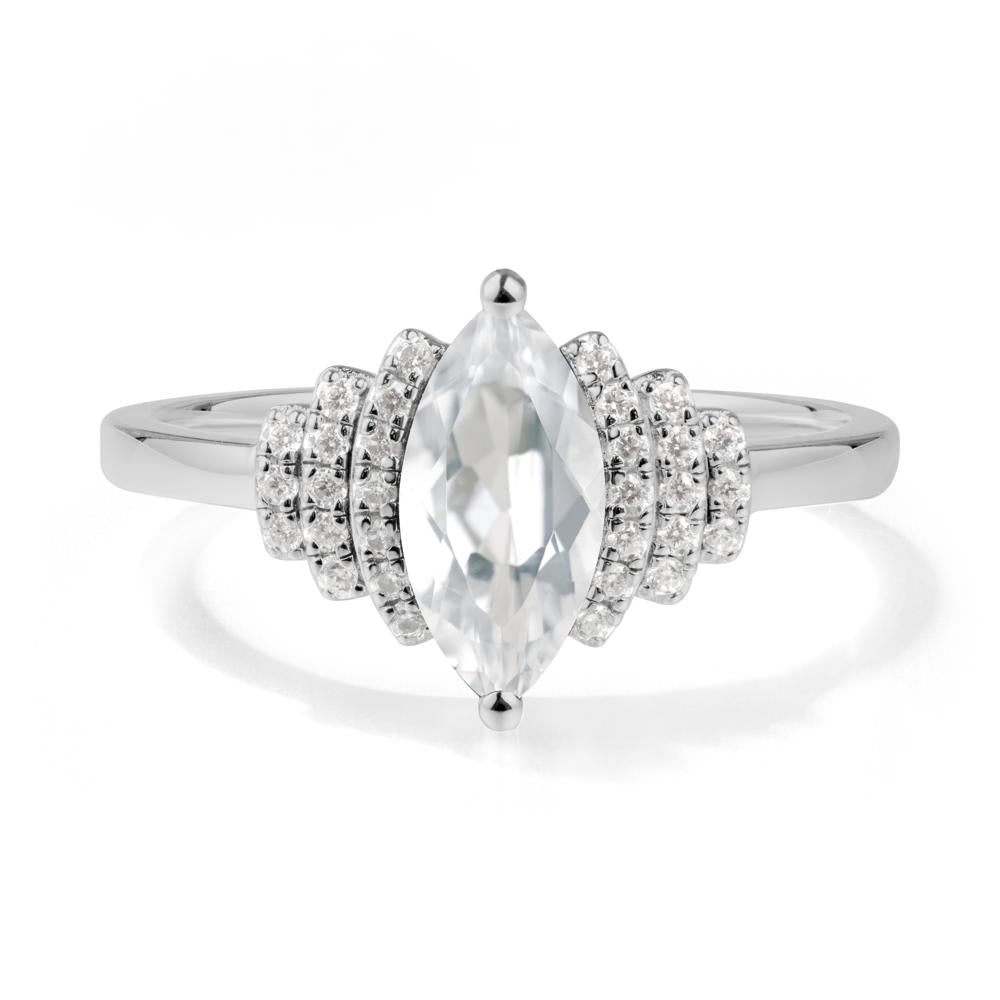 Art Deco Marquise White Topaz Ring - LUO Jewelry #metal_platinum