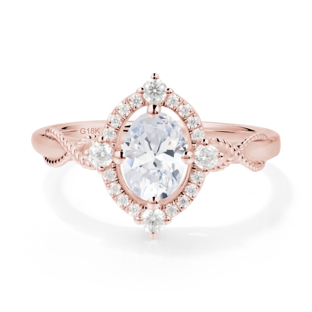 Twisted Band Cubic Zirconia Halo Ring - LUO Jewelry #metal_18k rose gold