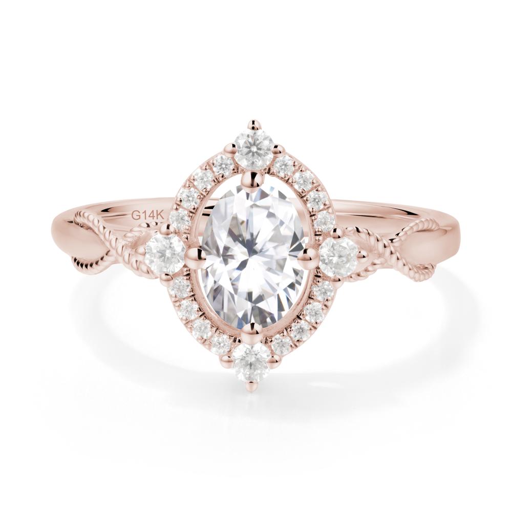 Vintage Oval Citrine Halo Ring - LUO Jewelry #metal_14k rose gold