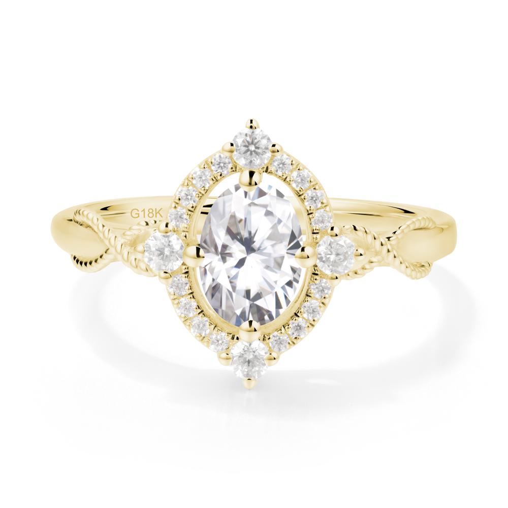 Vintage Oval Citrine Halo Ring - LUO Jewelry #metal_18k yellow gold