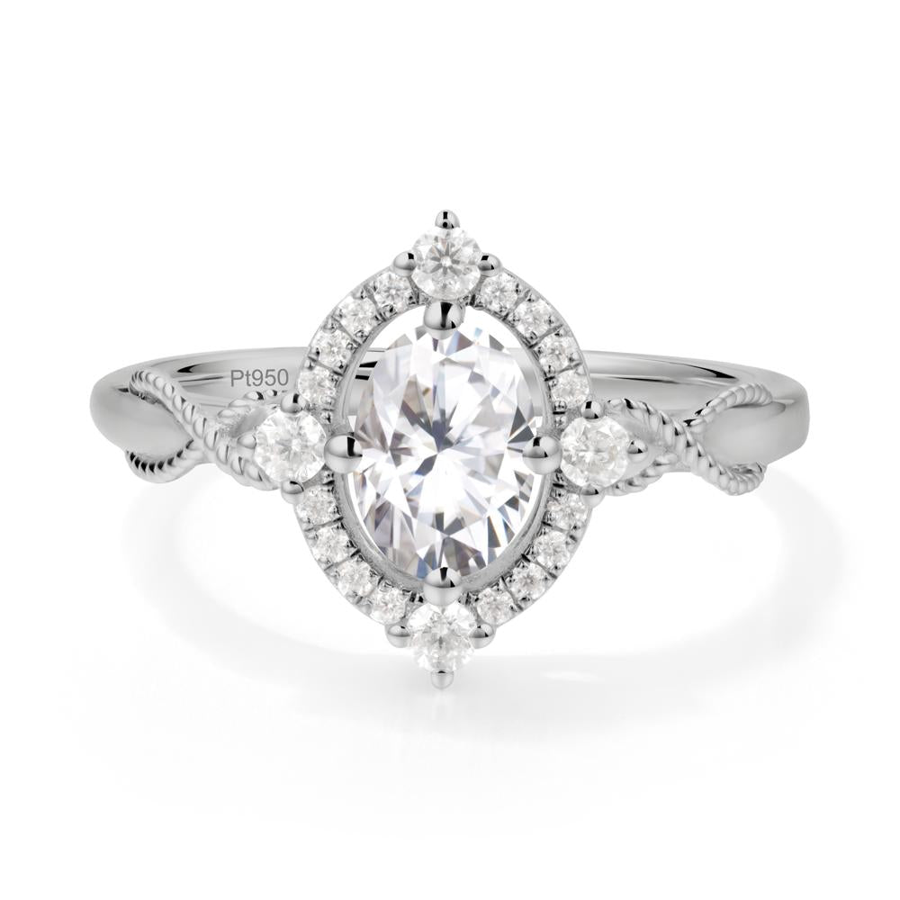 Vintage Oval Citrine Halo Ring - LUO Jewelry #metal_platinum