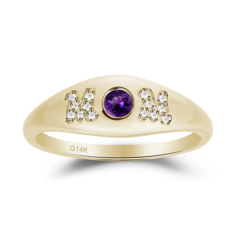Round Amethyst Mom Ring - LUO Jewelry #metal_14k yellow gold