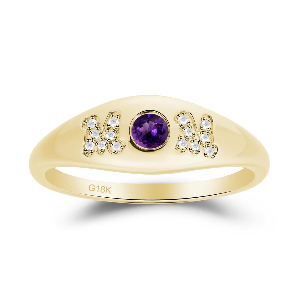 Round Amethyst Mom Ring - LUO Jewelry #metal_18k yellow gold