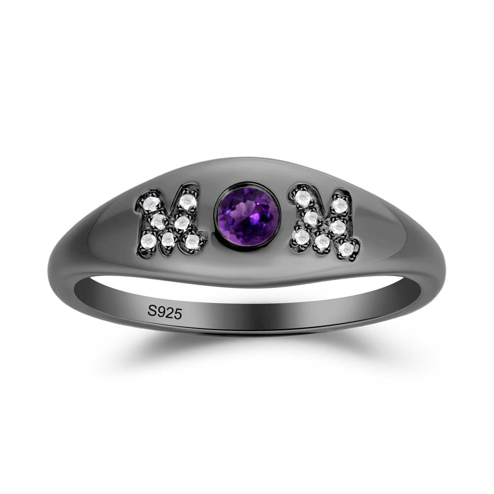 Round Amethyst Mom Ring - LUO Jewelry #metal_black finish sterling silver