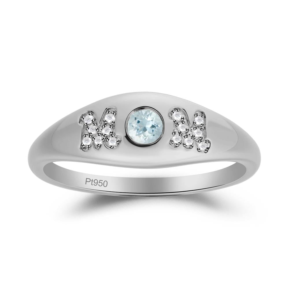 Round Aquamarine Mother's Ring - LUO Jewelry #metal_platinum