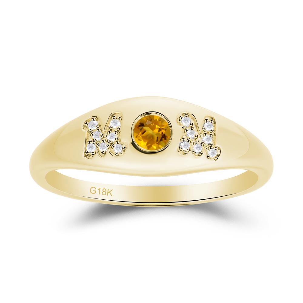 Round Citrine Mother's Ring - LUO Jewelry #metal_18k yellow gold