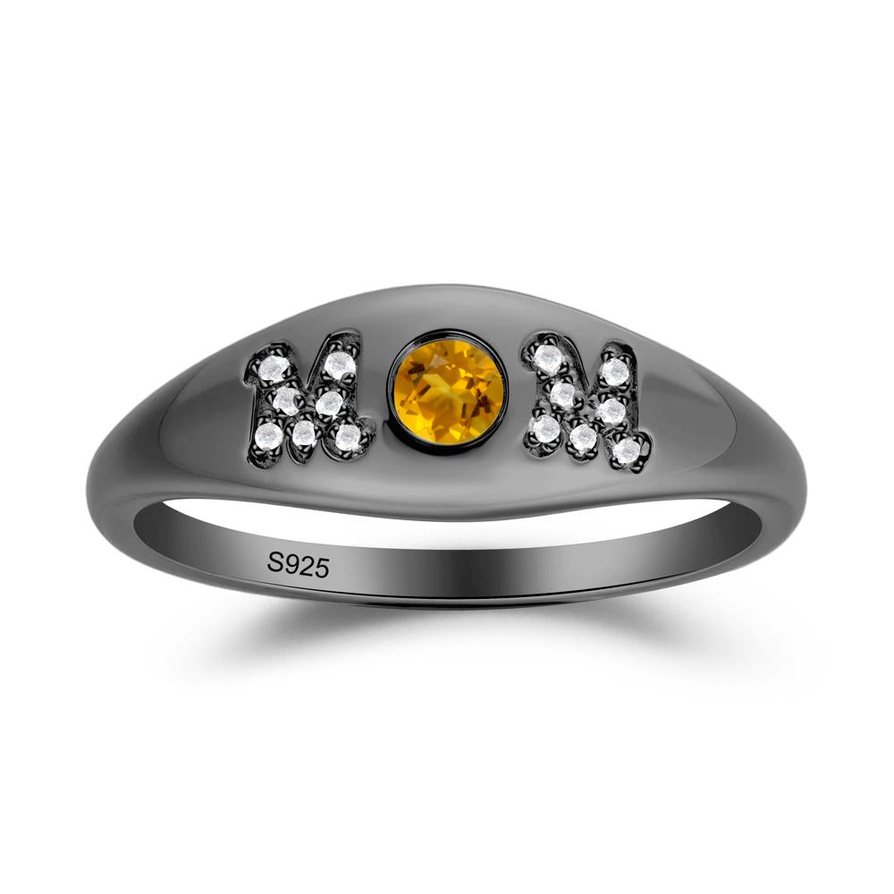 Round Citrine Mother's Ring - LUO Jewelry #metal_black finish sterling silver