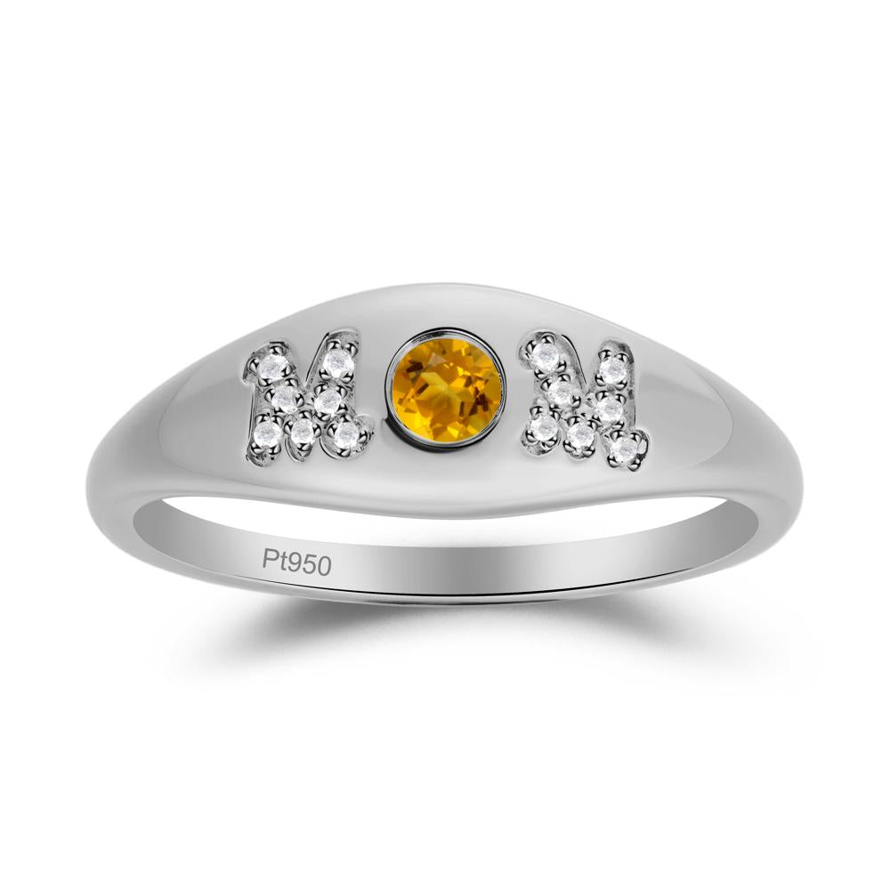 Round Citrine Mother's Ring - LUO Jewelry #metal_platinum
