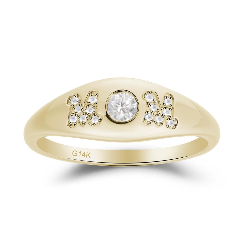 Round Cubic Zirconia Mother's Ring - LUO Jewelry #metal_14k yellow gold