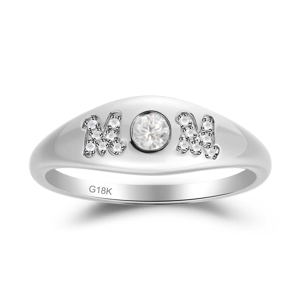Round Cubic Zirconia Mother's Ring - LUO Jewelry #metal_18k white gold