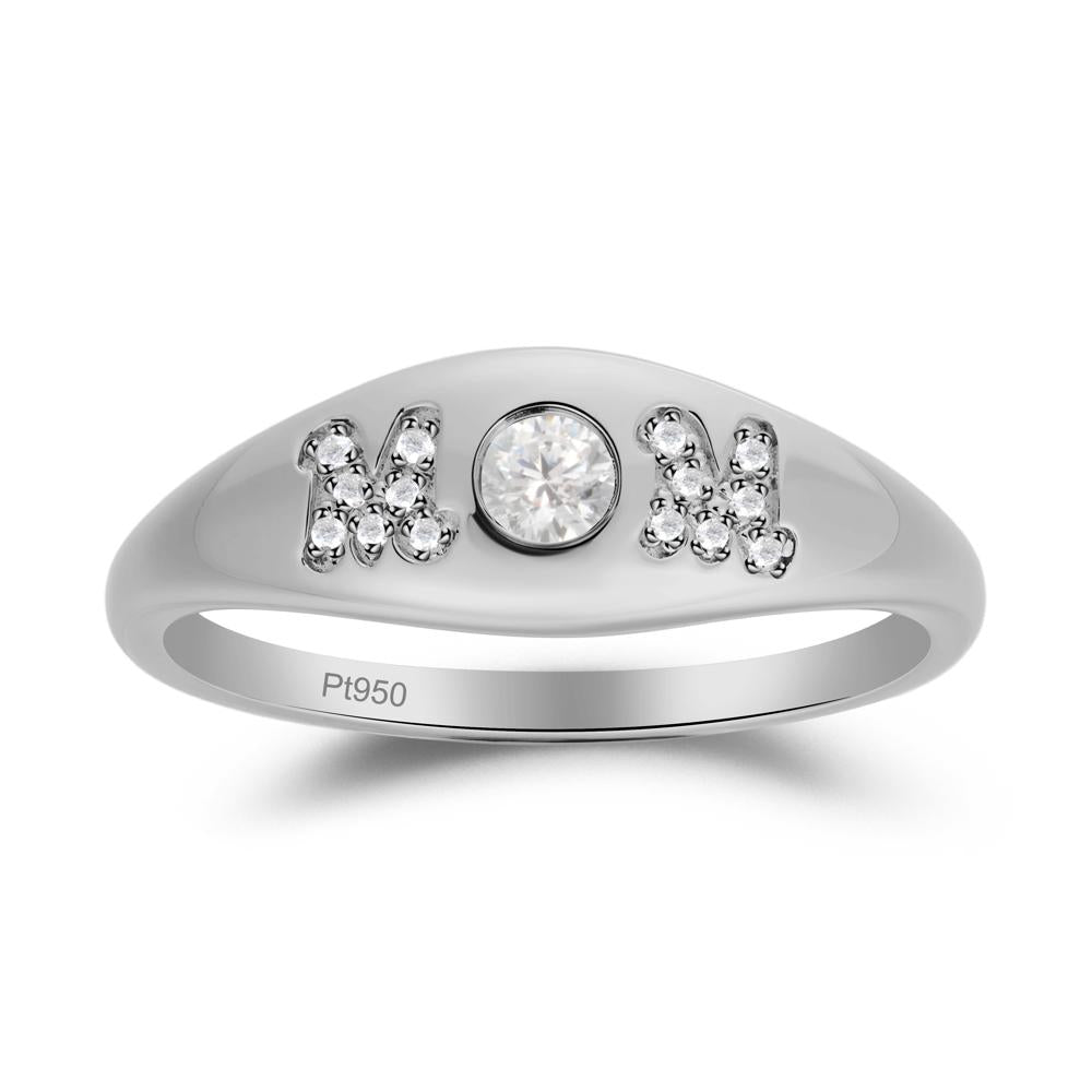 Round Cubic Zirconia Mother's Ring - LUO Jewelry #metal_platinum